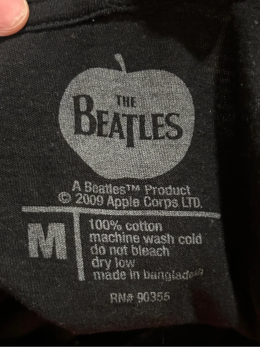 The Beatles Black V-Neck 'Let It Be' Graphic Tee with Green Accents